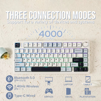 EPOMAKER x  F75 75% Mechanical Keyboard with Hot-Swap Gasket, Bluetooth 5.0/2.4G Wireless/Wired Connectivity, PBT Keycaps for Mac and Windows