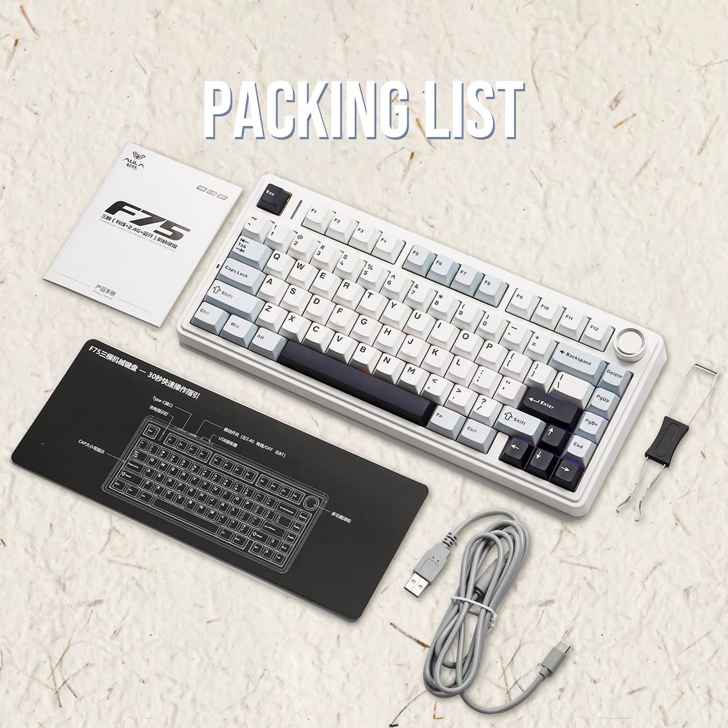 EPOMAKER x  F75 75% Mechanical Keyboard with 80 Keys, Gasket Hot-Swap, Bluetooth 5.0/2.4G Wireless/Wired Connectivity, PBT Keycaps for Windows and Mac